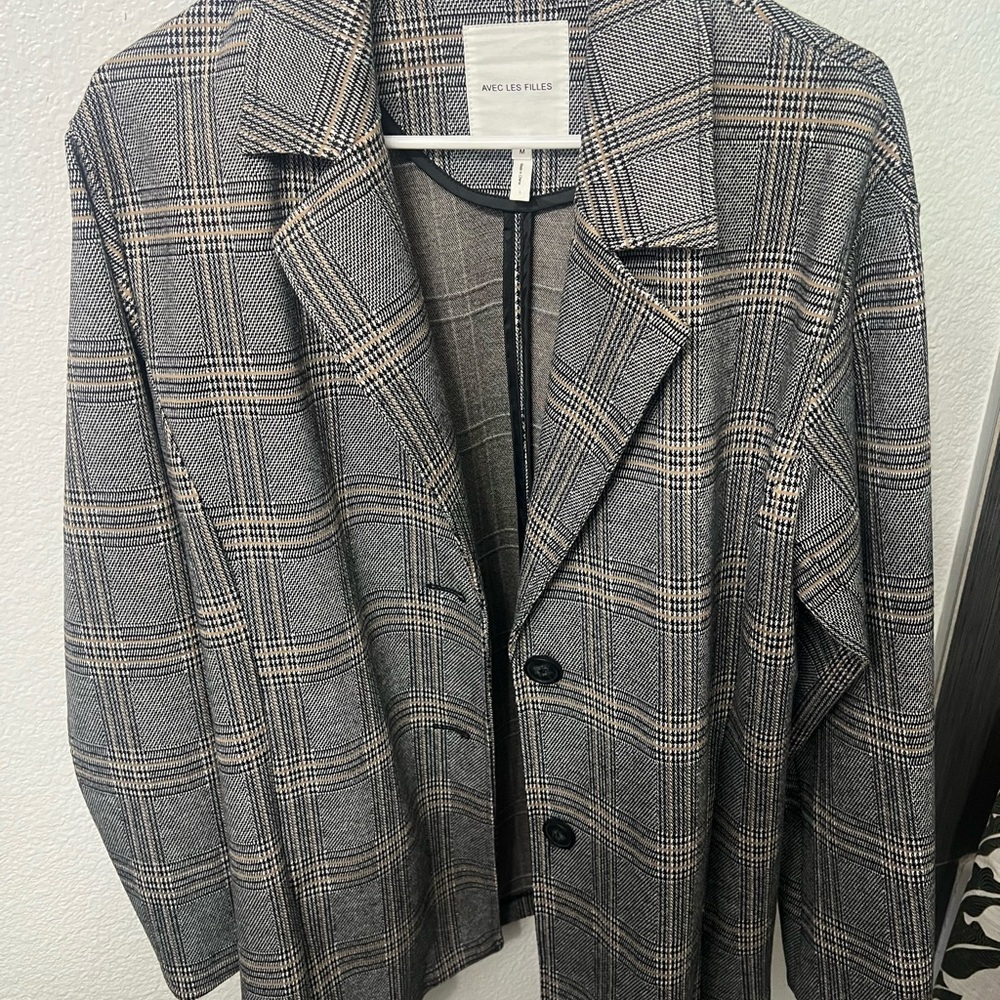 Anthropologie Gray Plaid Women's Jacket